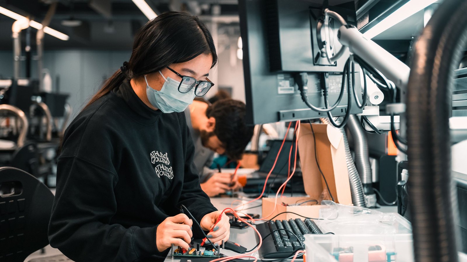 Students working in a laboratory.