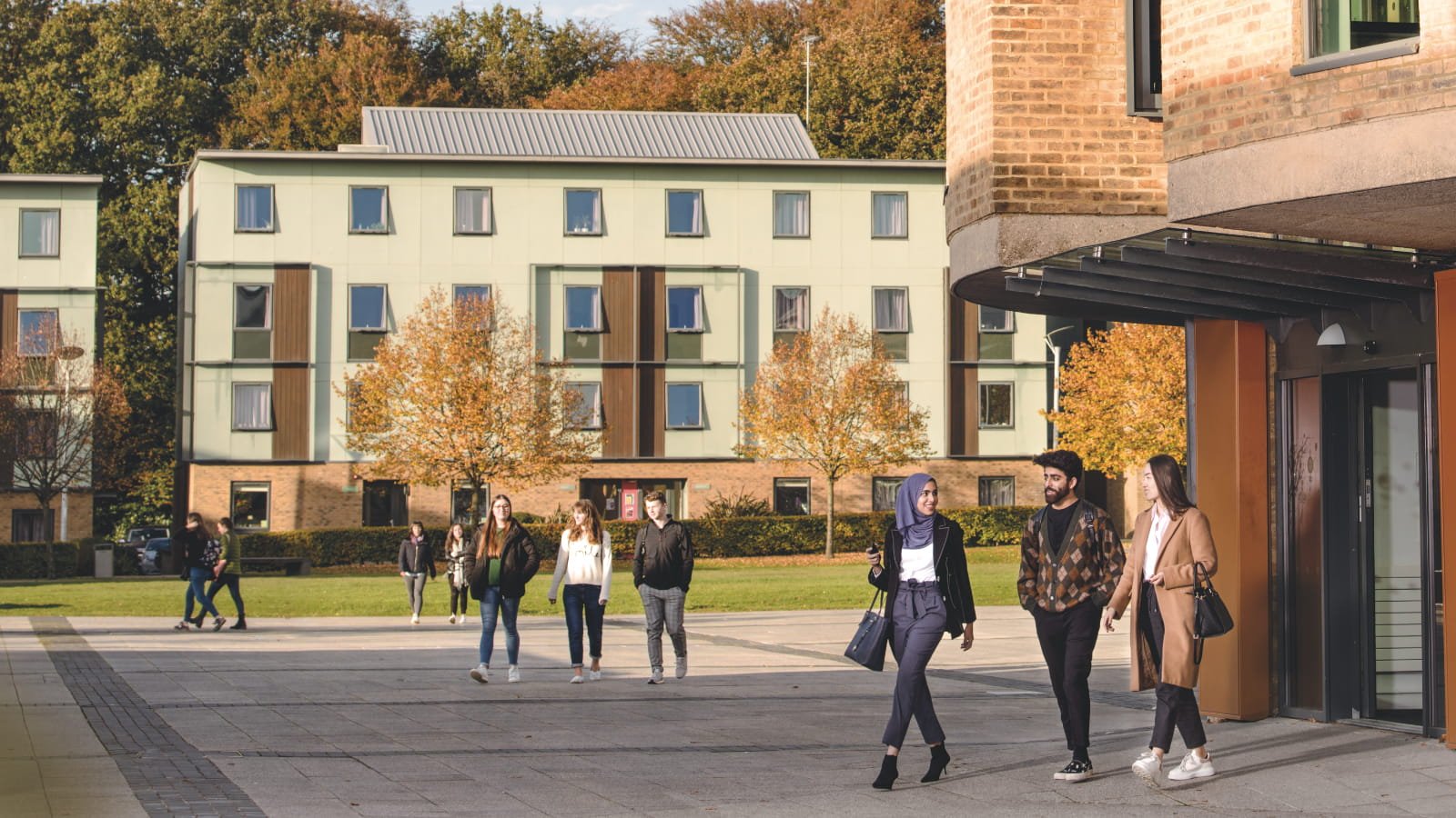 Students walking on Lancaster University campus